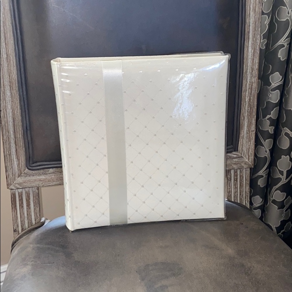 Photo Album Cream Diamond pattern with ribbon